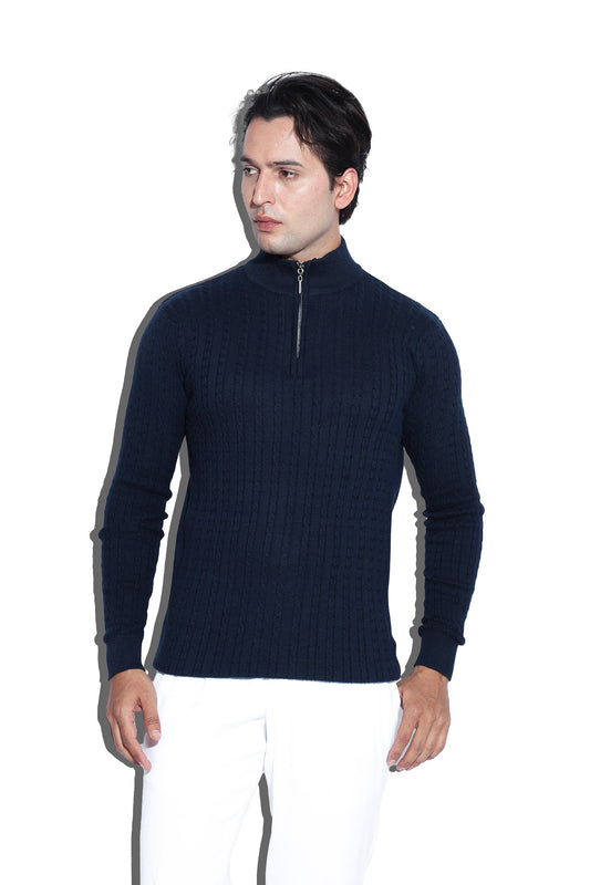 Navy Blue high neck zipper