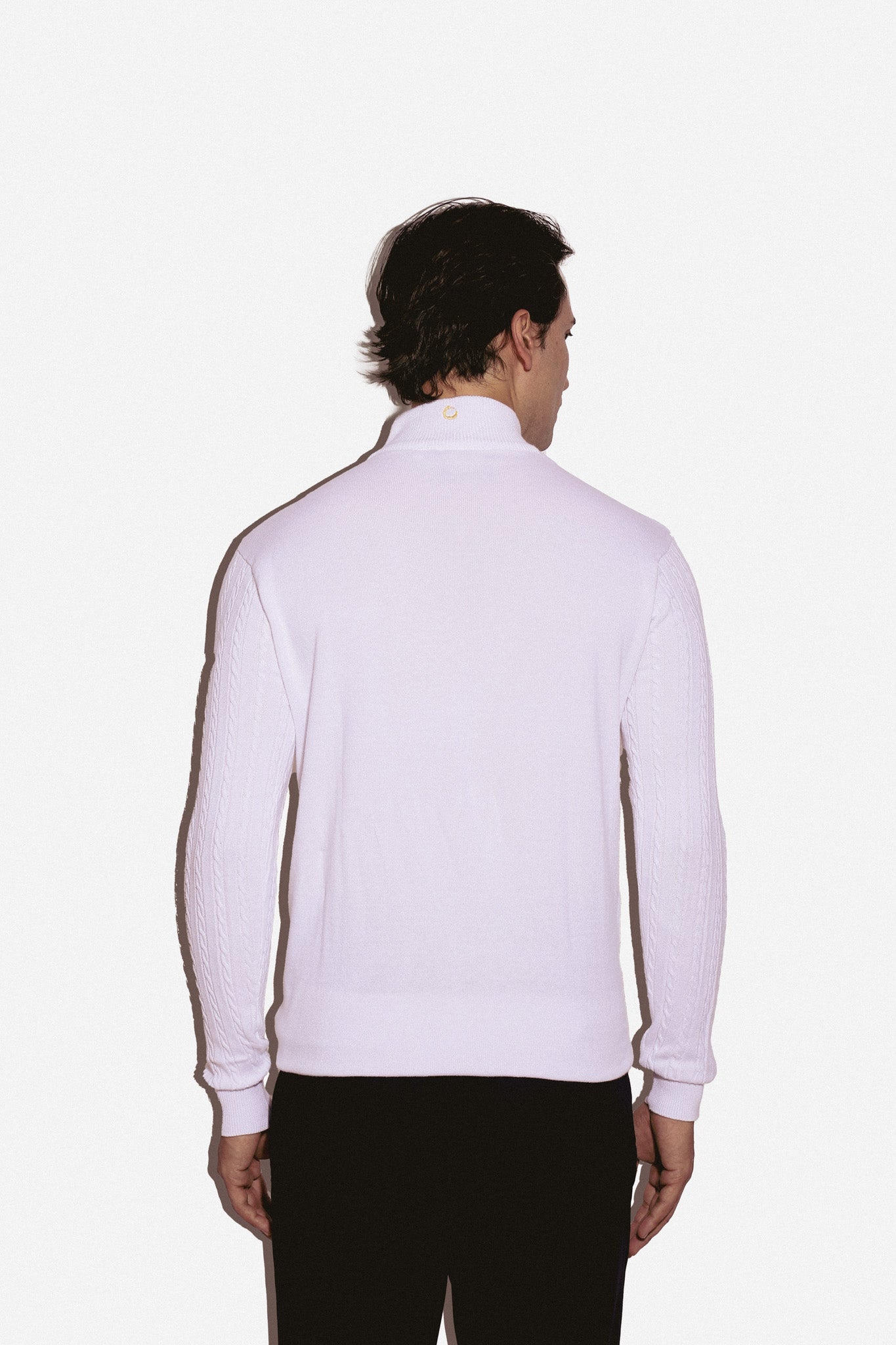 Super white cable knit full sleeves Zipper