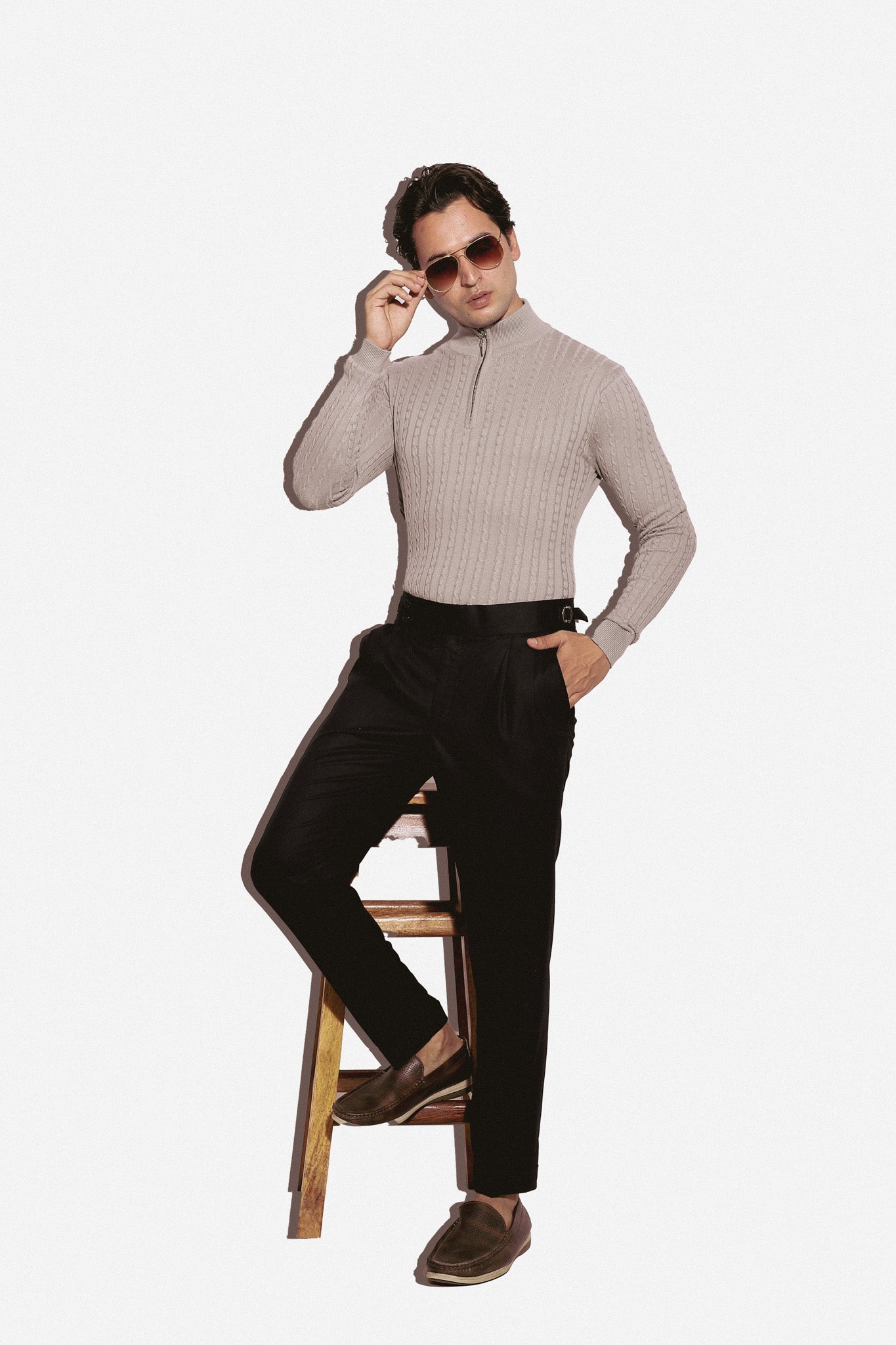 The Opulence Cobalt Double Button Gurkha Trousers