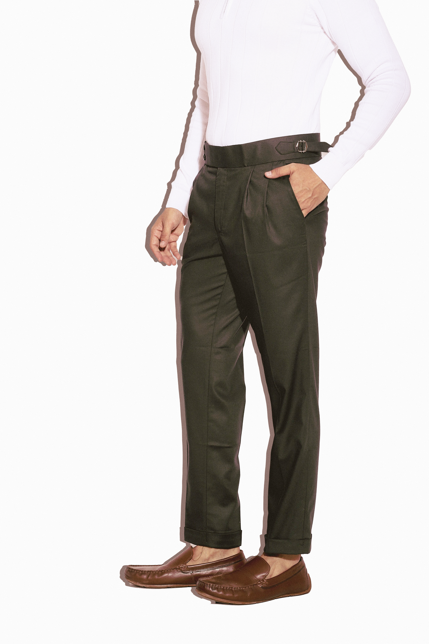 Double Button Gurkha Trousers - Pine Green