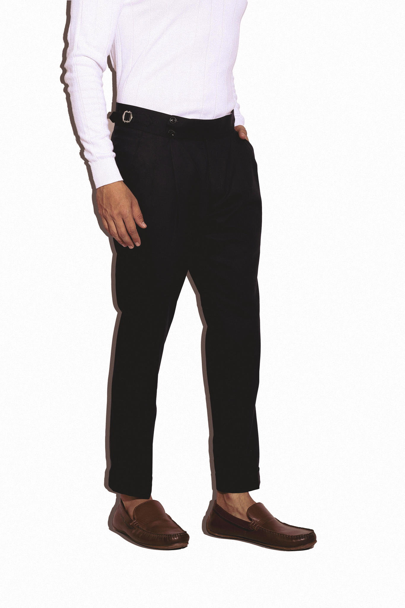 Double Button Gurkha Trousers - Navy Blue