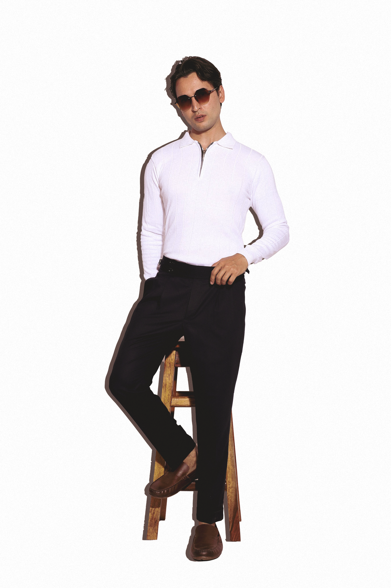 Double Button Gurkha Trousers - Navy Blue