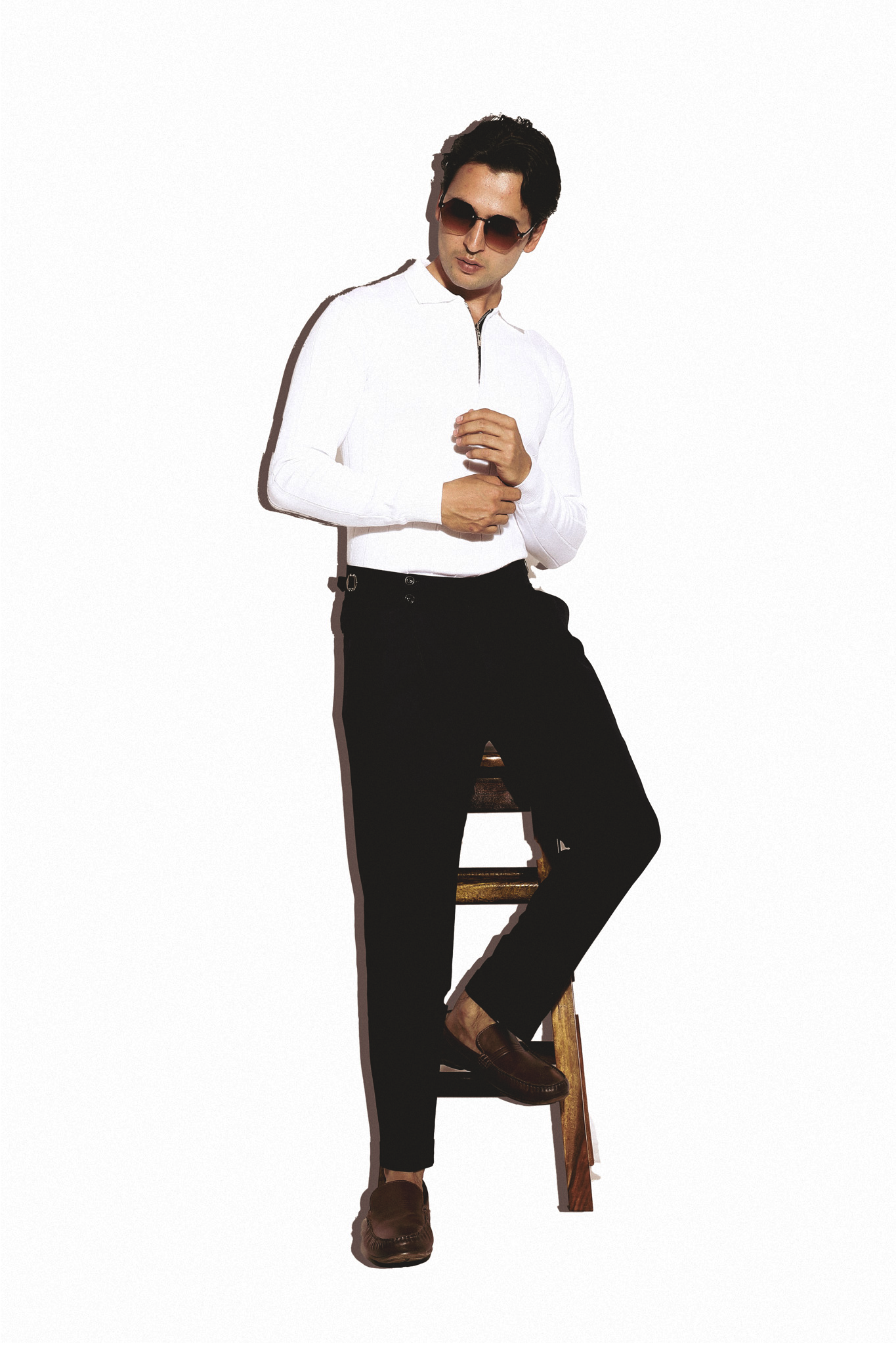 Double Button Gurkha Trousers - Navy Blue