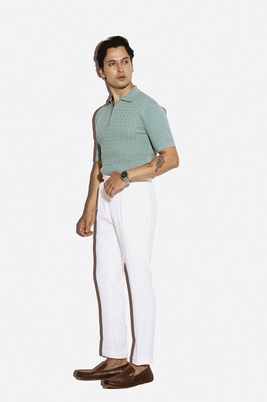 Half sleeves turquoise cable knit