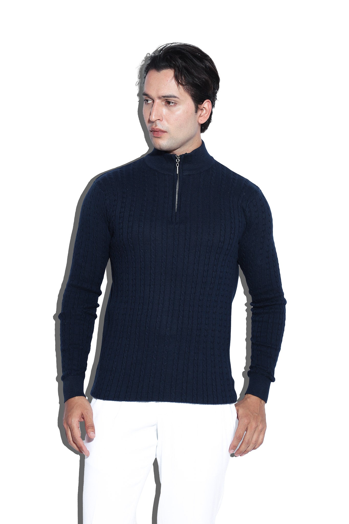 Navy Blue high neck zipper
