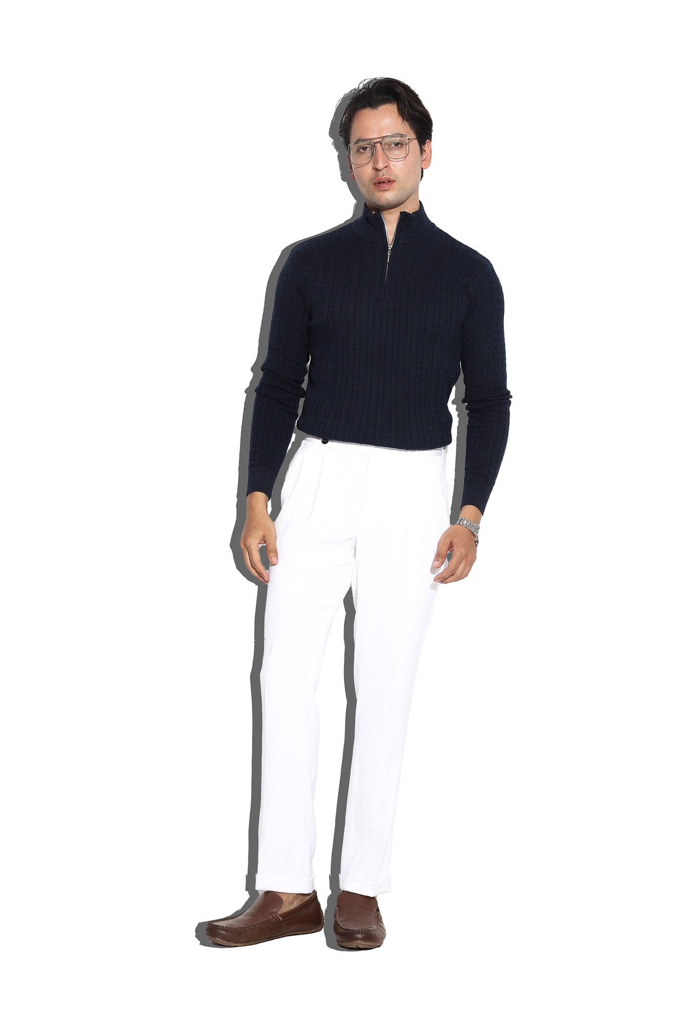 Navy Blue high neck zipper