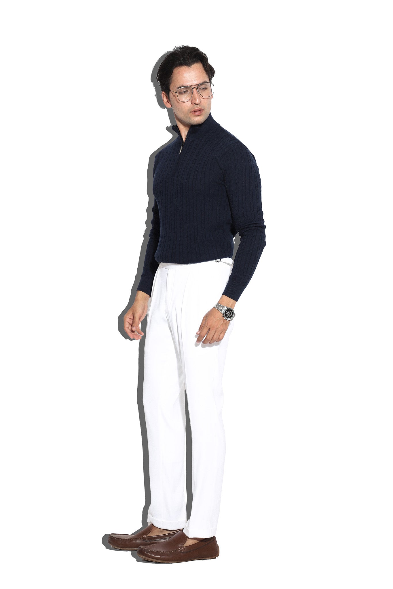 Navy Blue high neck zipper