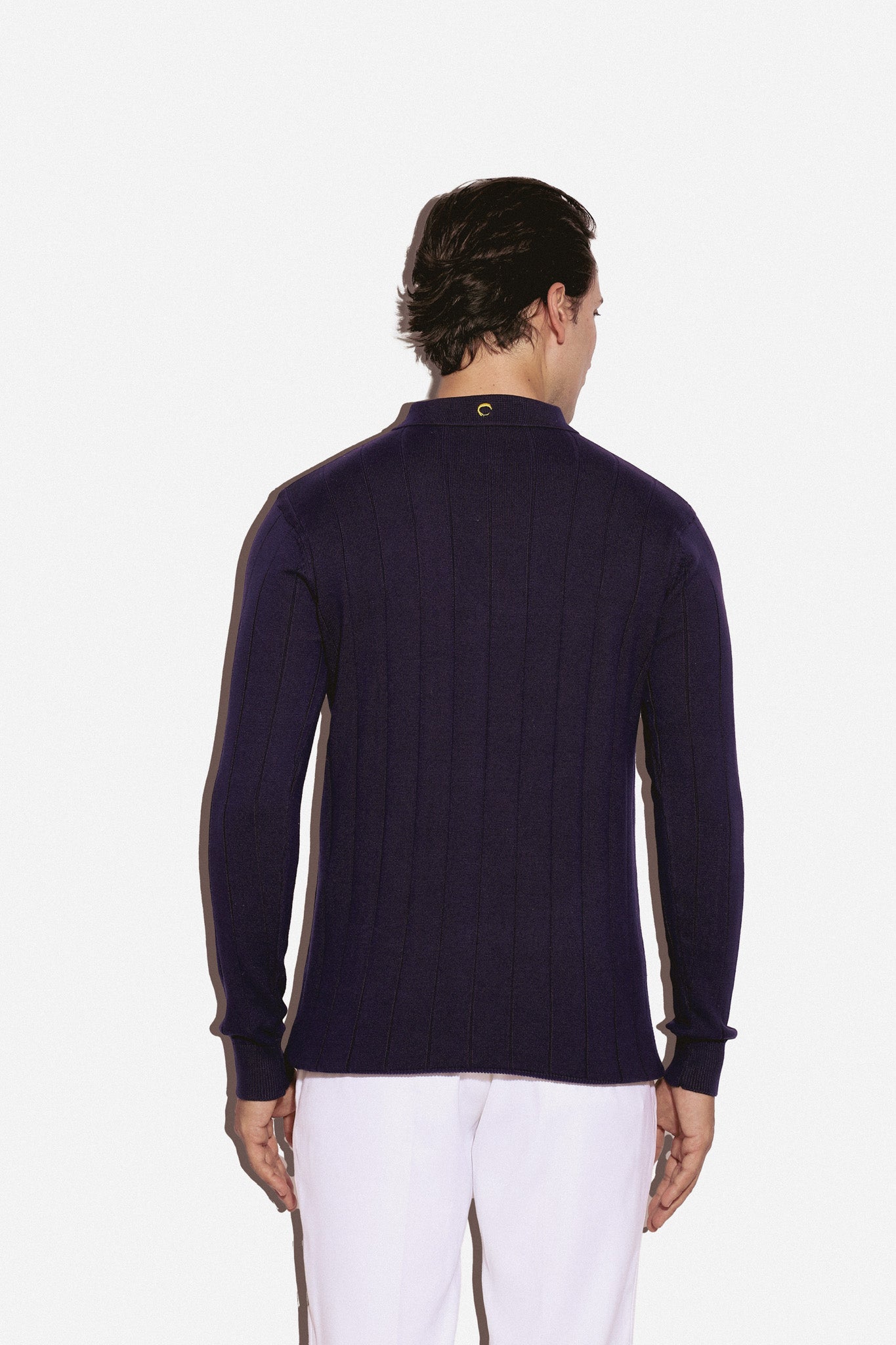 The Riviera Ribbed Stripe T-Shirt in Navy Blue