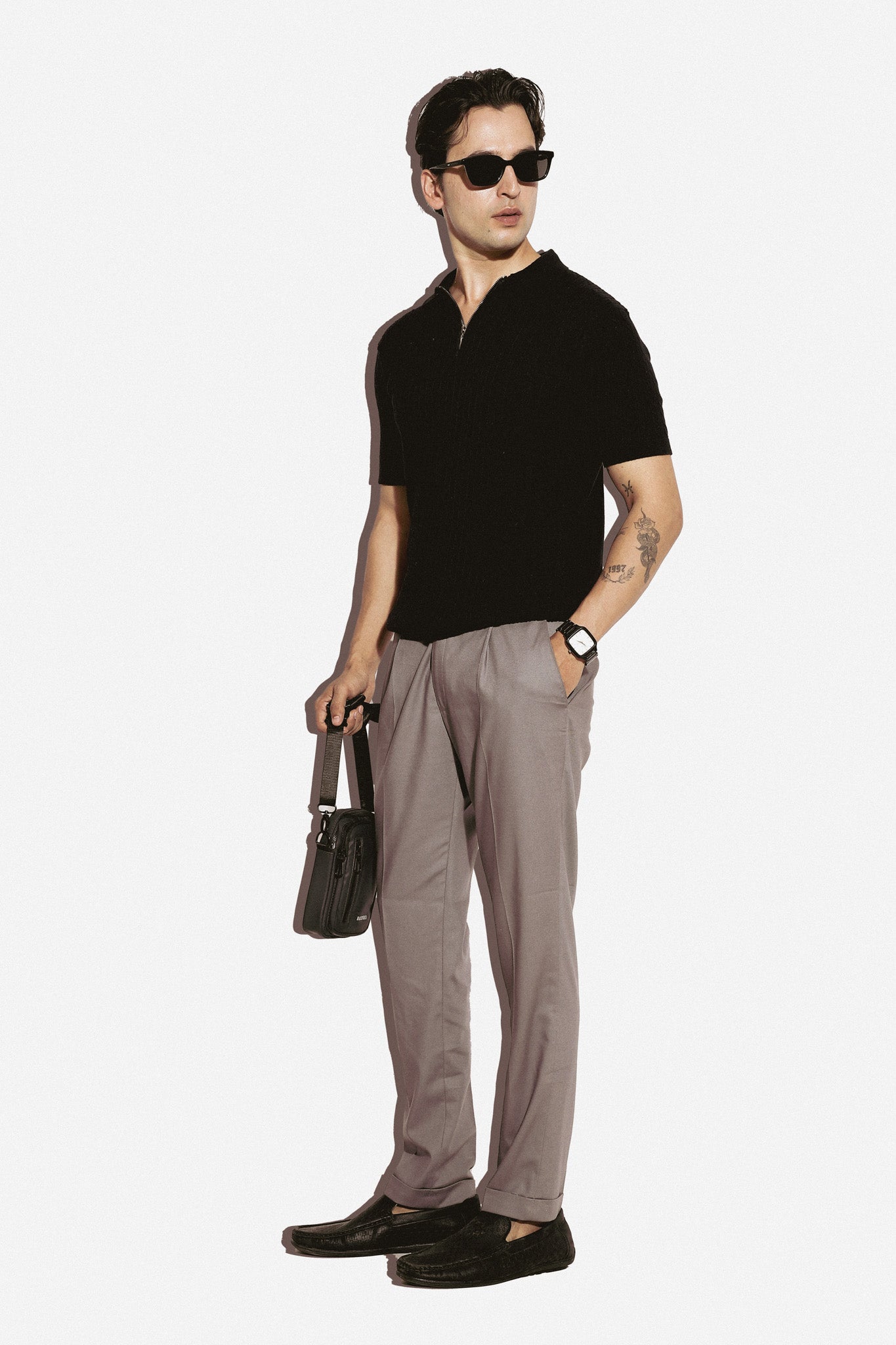 Half sleeved Black cable knit