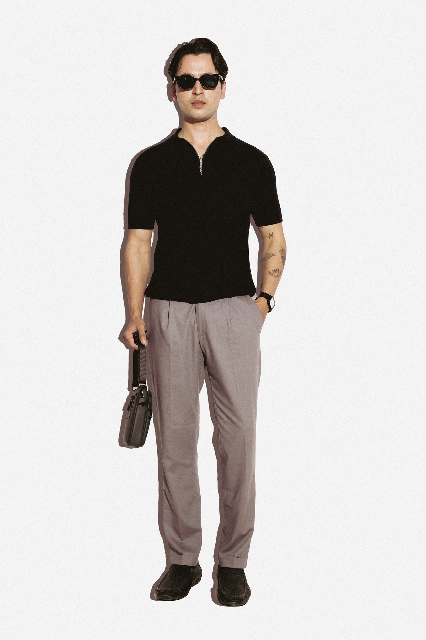 Half sleeved Black cable knit