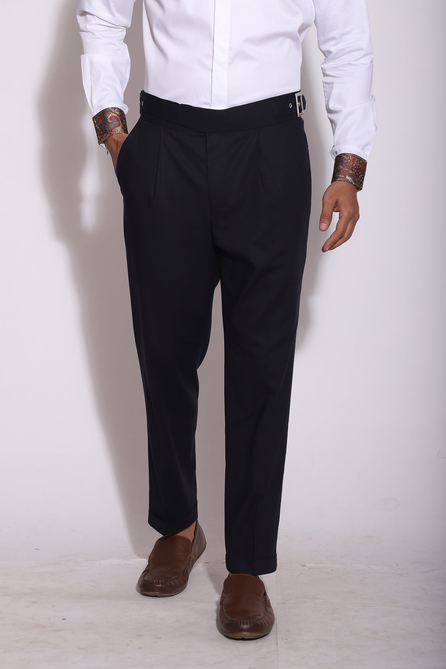 The Opulence Crossbody Gurkha Trousers in Navy Blue