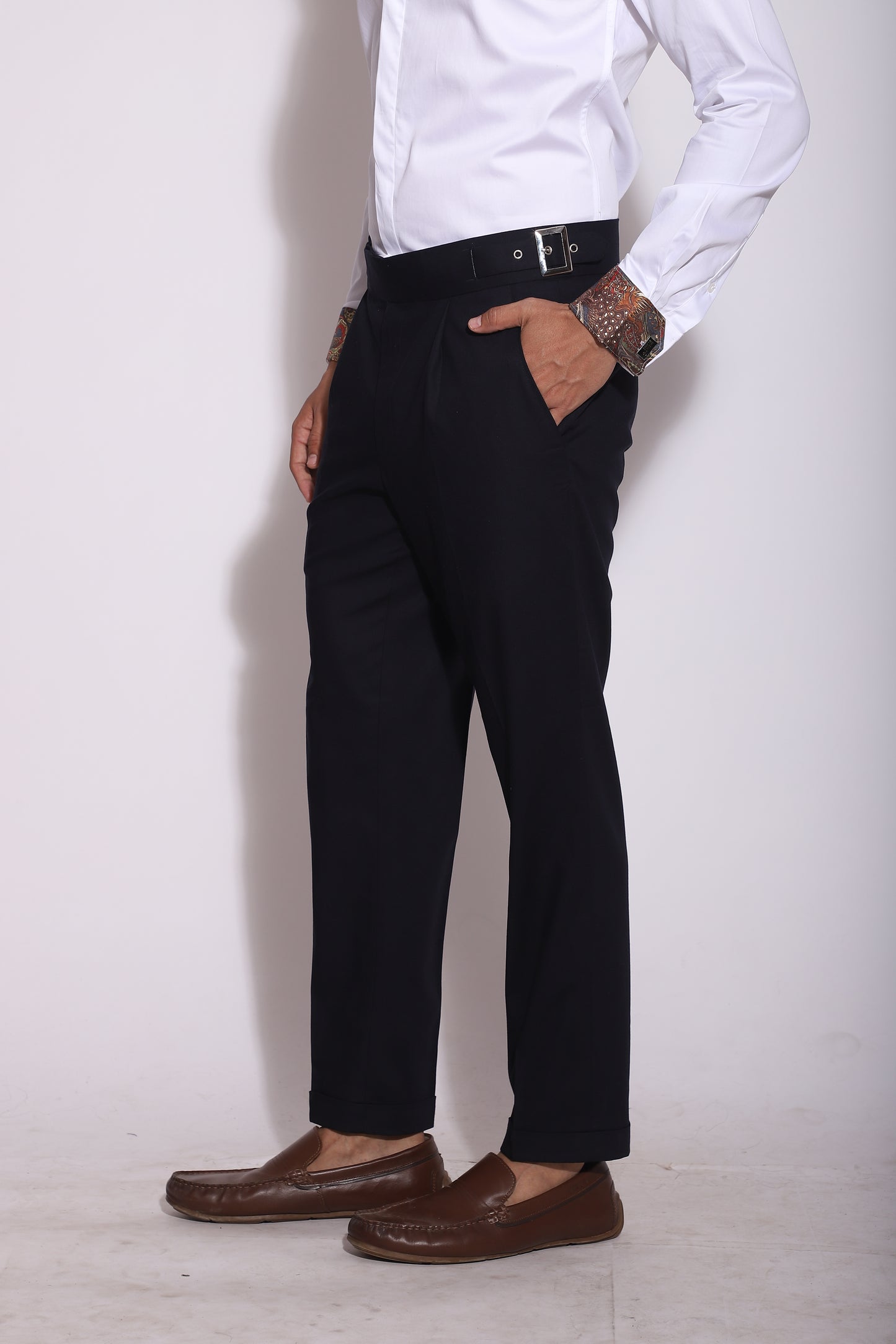 The Opulence Crossbody Gurkha Trousers in Navy Blue