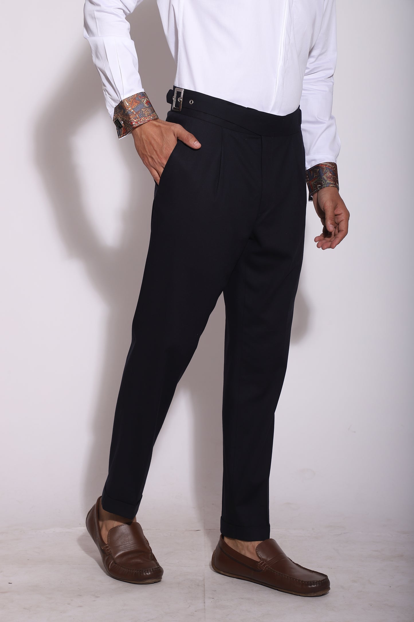 The Opulence Crossbody Gurkha Trousers in Navy Blue