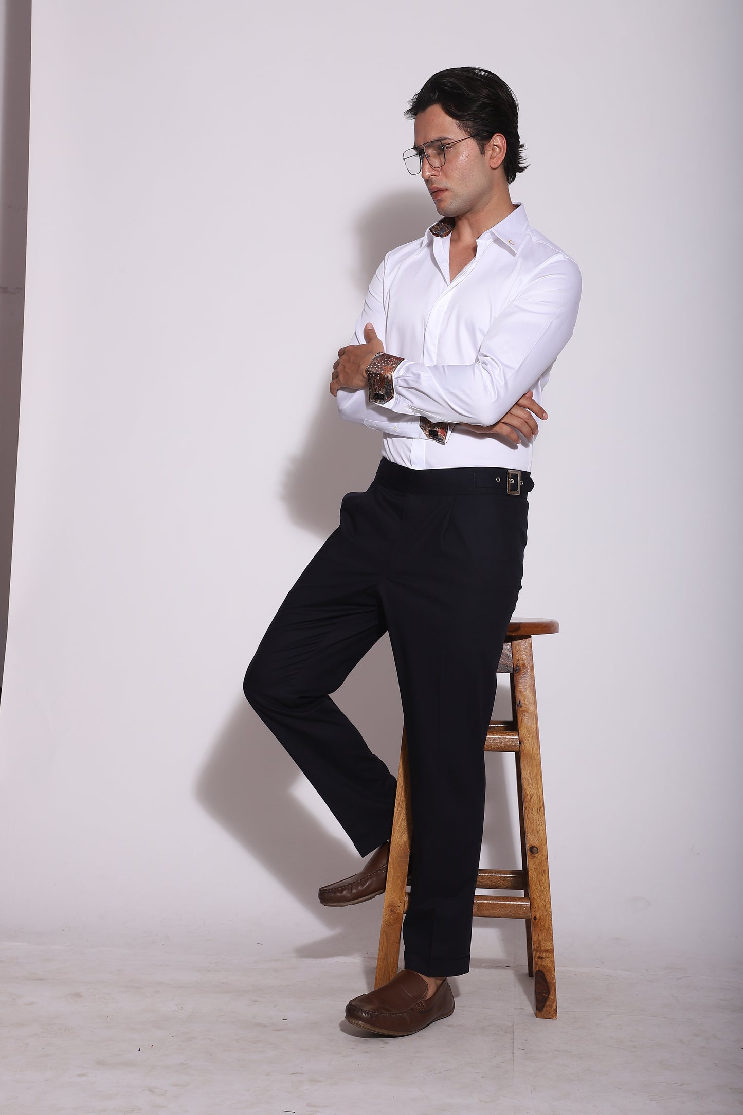 The Opulence Crossbody Gurkha Trousers in Navy Blue